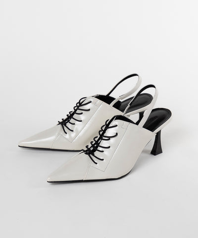【 ３color 】ポインテッドトゥレースアップスニーカーミュール ／ pointed toe lace up sneaker mules
