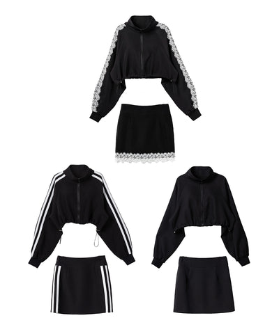 【 セットアップ着用可能 】サイドラインハイウエストミニスカート ／ sideline high waist mini skirt