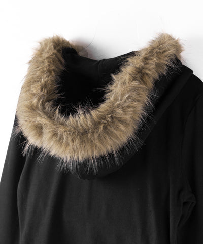 フェイクファーフーディジップアップパーカー ／ fake fur hooded zipup hoodie