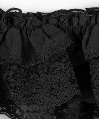 【 ２color 】ストラップリボンレースフリルミニ巻きスカート ／ strap ribbon lace frill mini wrap skirt