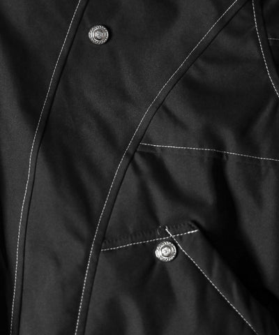 配色ステッチファーフード中綿オーバーブルゾン ／ stitch fur hood fake down over blouson