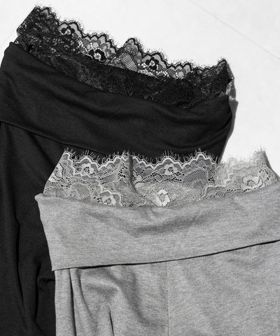 ウエストレーススリムドレープカットソーフレアパンツ ／ waist lace slim drape cutsew flare pants