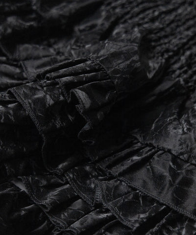 【 ３color ／インナーパンツ裏地付 】ハイウエストシャーリングフリルミニスカート ／ high waist shirring frill mini skirt