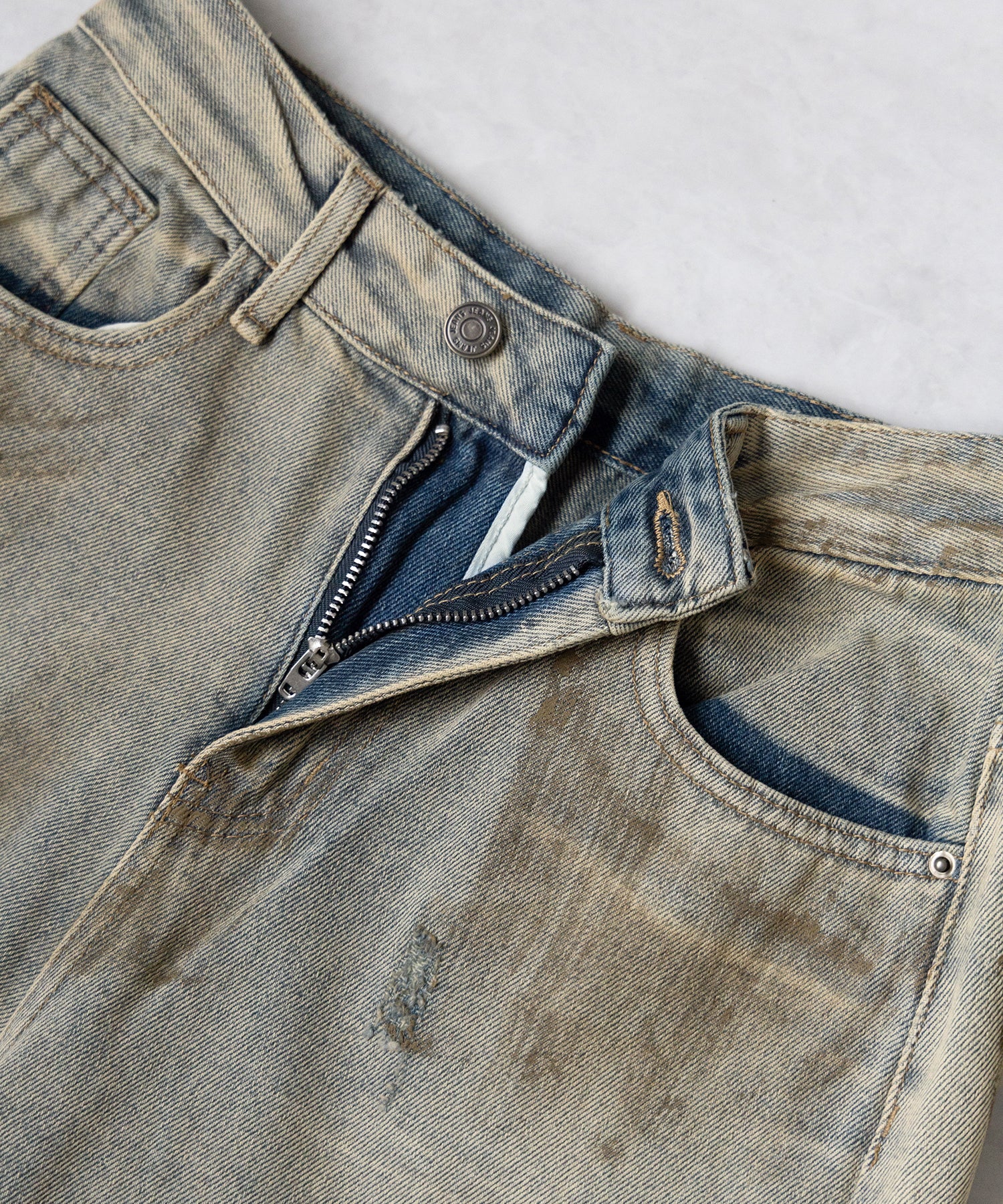 【 ２color ／ ４size 】ヴィンテージペイントグラデーションワイドデニムパンツ ／ vintage paint gradation wide denim pants