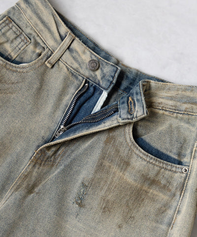 【 ２color ／ ４size 】ヴィンテージペイントグラデーションワイドデニムパンツ ／ vintage paint gradation wide denim pants