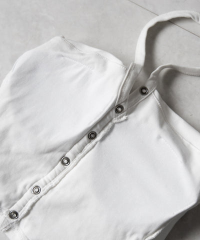 ホルターネックスナップボタンギャザーベアトップ ／ halter neck snap button gathered bare top