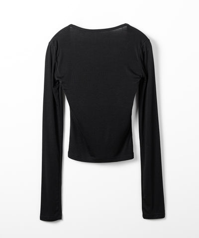 オープンネックタイトフィットルーズドレープ長袖Ｔシャツ ／ open neck tight fit loose drape long sleeve T-shirts