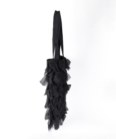 【 3color ／ A4収納可 】チュールフリルスクエアトートバッグ ／ tulle frill square tote bag