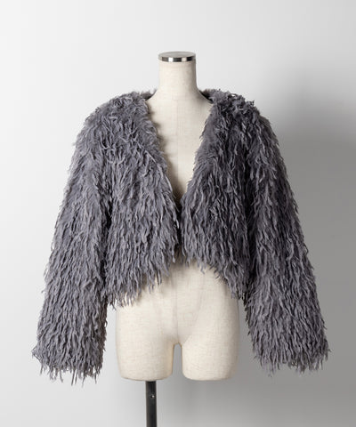 【 ４color 】ムードフェザーワイドスリーブショートカーディガン／ mood feather wide sleeve short cardigan