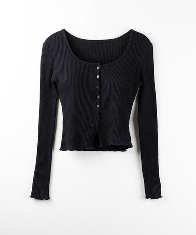 【 ２点セット 】レイヤードレースシアーリブカットソーカーディガン ／ layered lace sheer rib cut and sew cardigan