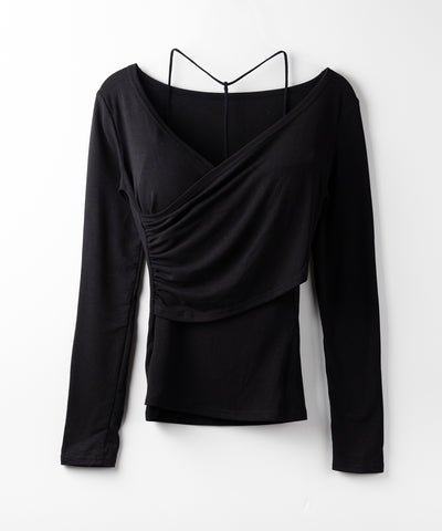 【 ２点セット 】Y-ストラップスリムギャザーレイヤードトップス ／ Y-strap slim gather layered tops