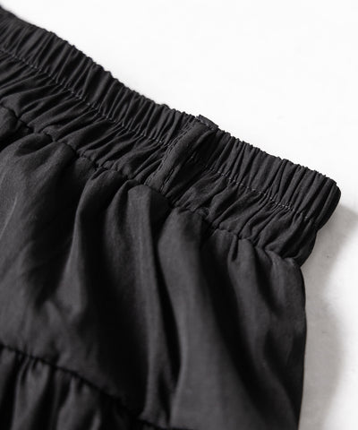 【 ２color ／インパン裏地付き 】ティアードコットンバルーンミニスカート ／ tiered cotton balloon mini skirt