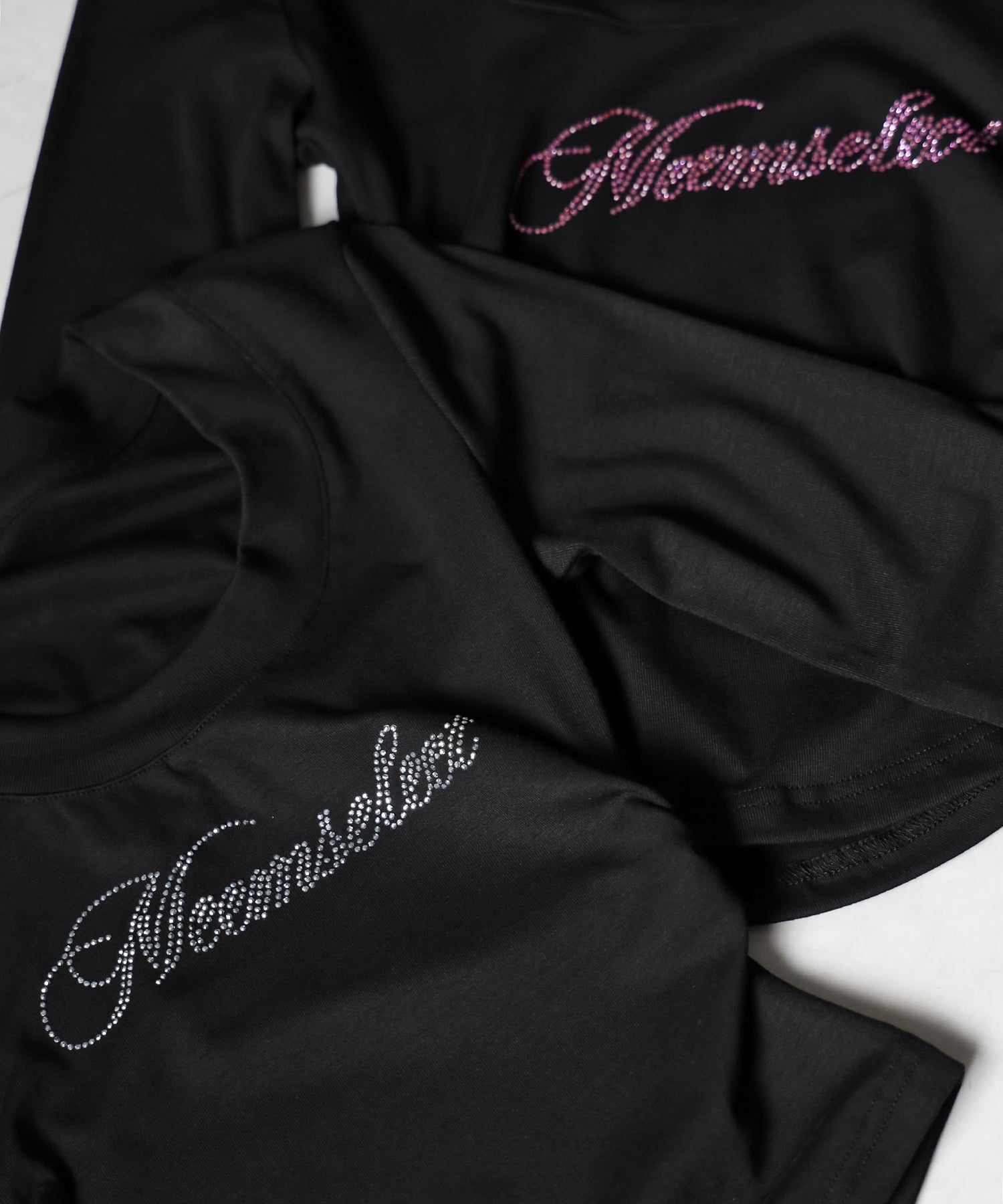 ラインストーンロゴスリムフィットロンT ／ Rhine stone logo slim fit long sleeve T-shirts