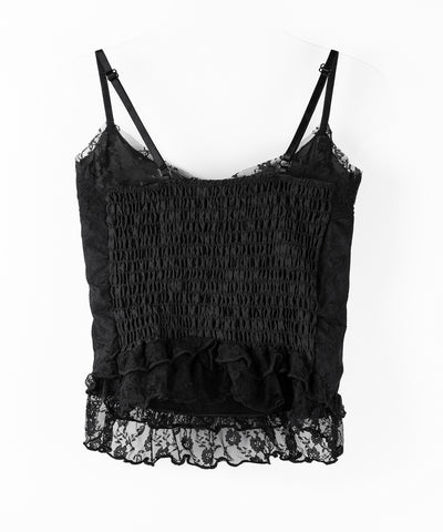 フロントサテンリボンレースキャミビスチェ ／ front satin ribbon lace cami bustier
