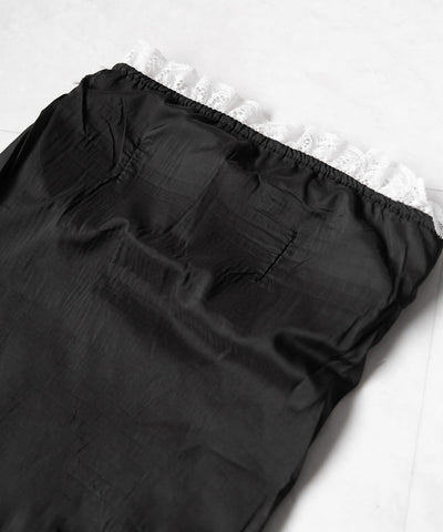 【 ２color 】フロントリボンレースフレアベアトップ ／ front ribbon lace flare bare top