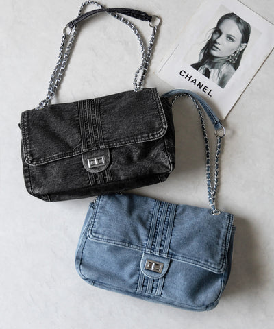 【 ２color 】センターラインウォッシュデニムショルダーバッグ ／ centerline washed denim shoulder bag