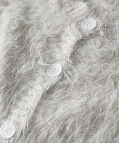 【 ２color 】ラメシャギーショートニットカーディガン ／ rame shaggy short knit cardigan