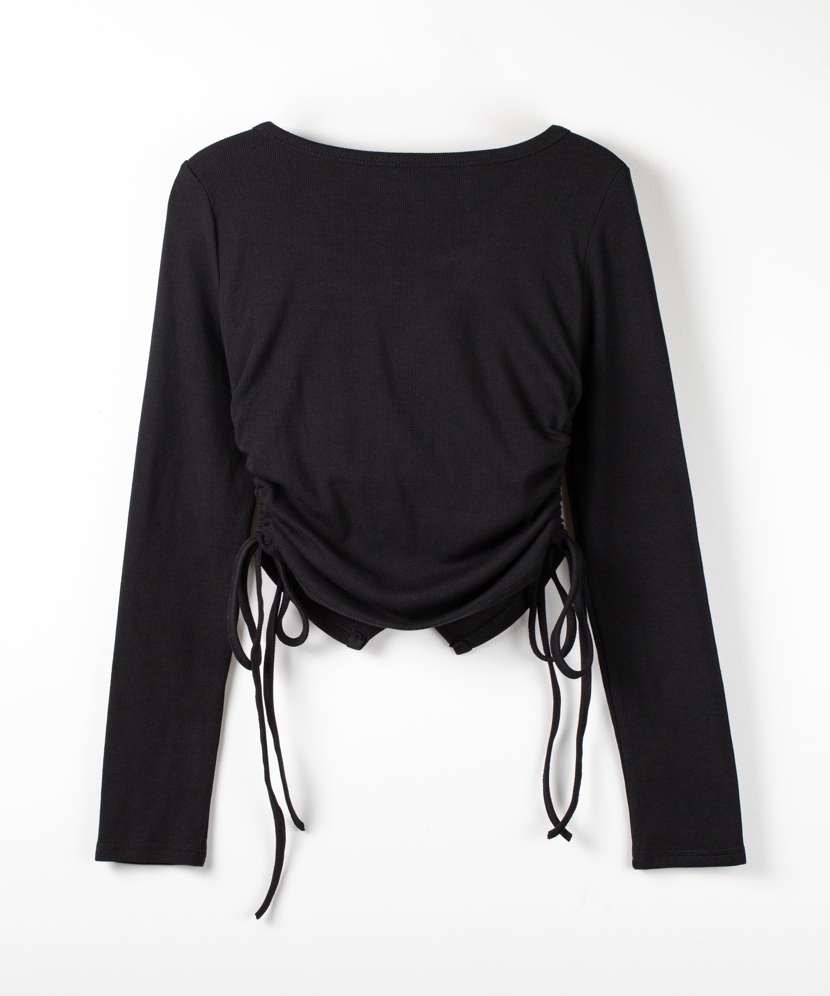 【 ３WAY 】レイヤード風シャーリングリボンリブトップス ／ fake layered shirring ribbon lib tops