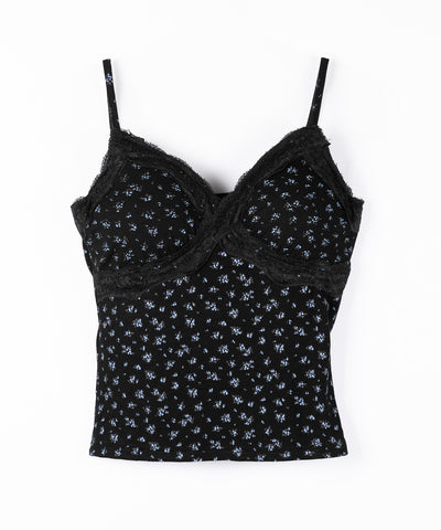 【 ２点セット 】小花柄レースキャミソール ＋ カーディガン SET ／ （ 2piece SET ）Floral lace camisole + cardigan SET