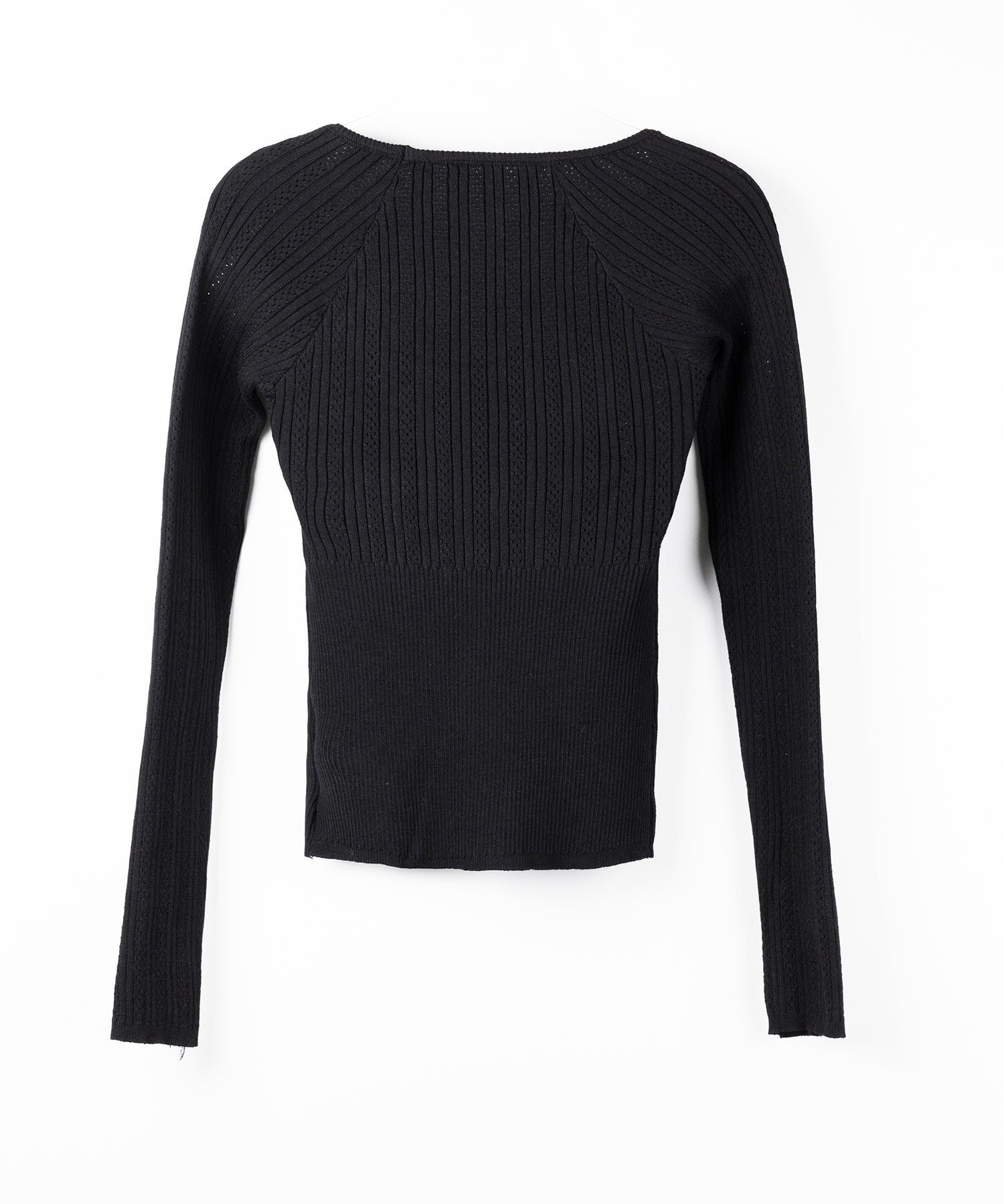 スリムフィット透かし柄リブニット / slim fit watermark pattern rib knit tops