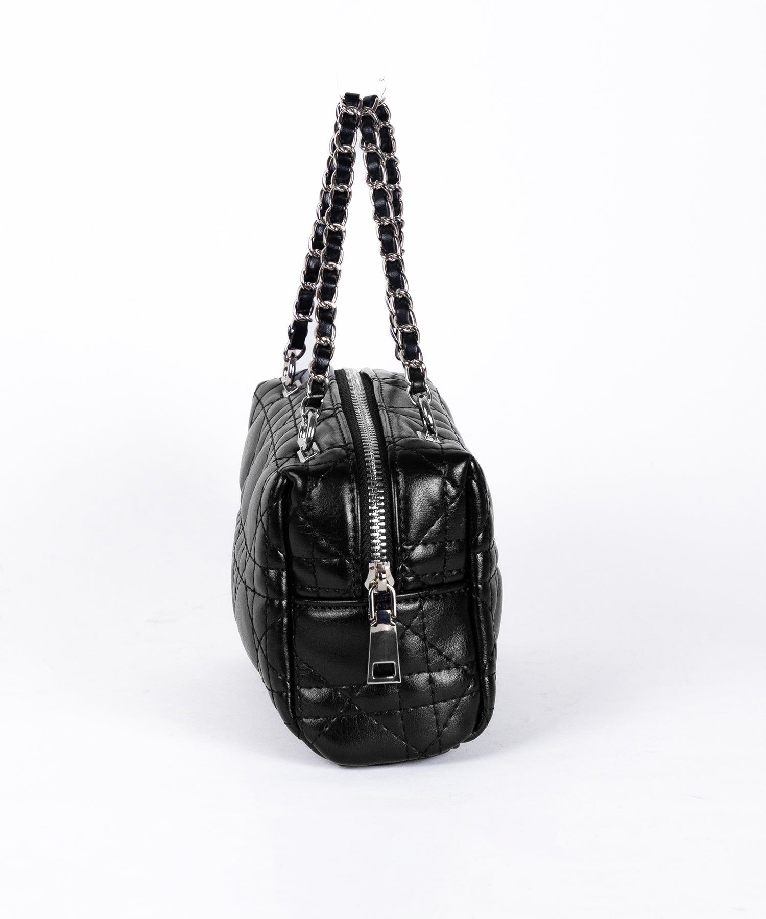 【 ショルダーストラップ付き２WAY 】キルティングスクエアチェーンショルダーミニバッグ / 2WAY quilted square chain shoulder mini bag