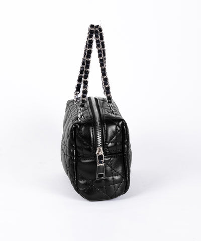 【 ショルダーストラップ付き２WAY 】キルティングスクエアチェーンショルダーミニバッグ / 2WAY quilted square chain shoulder mini bag