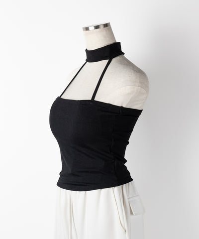 【 ３color ／ カップ付 】ダブルラインストラップチョーカーキャミソール ／ double line strap choker camisole