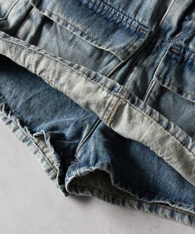 ３ポケットカーゴデニムミニスカートパンツ ／ 3-pocket cargo denim mini skirt pants