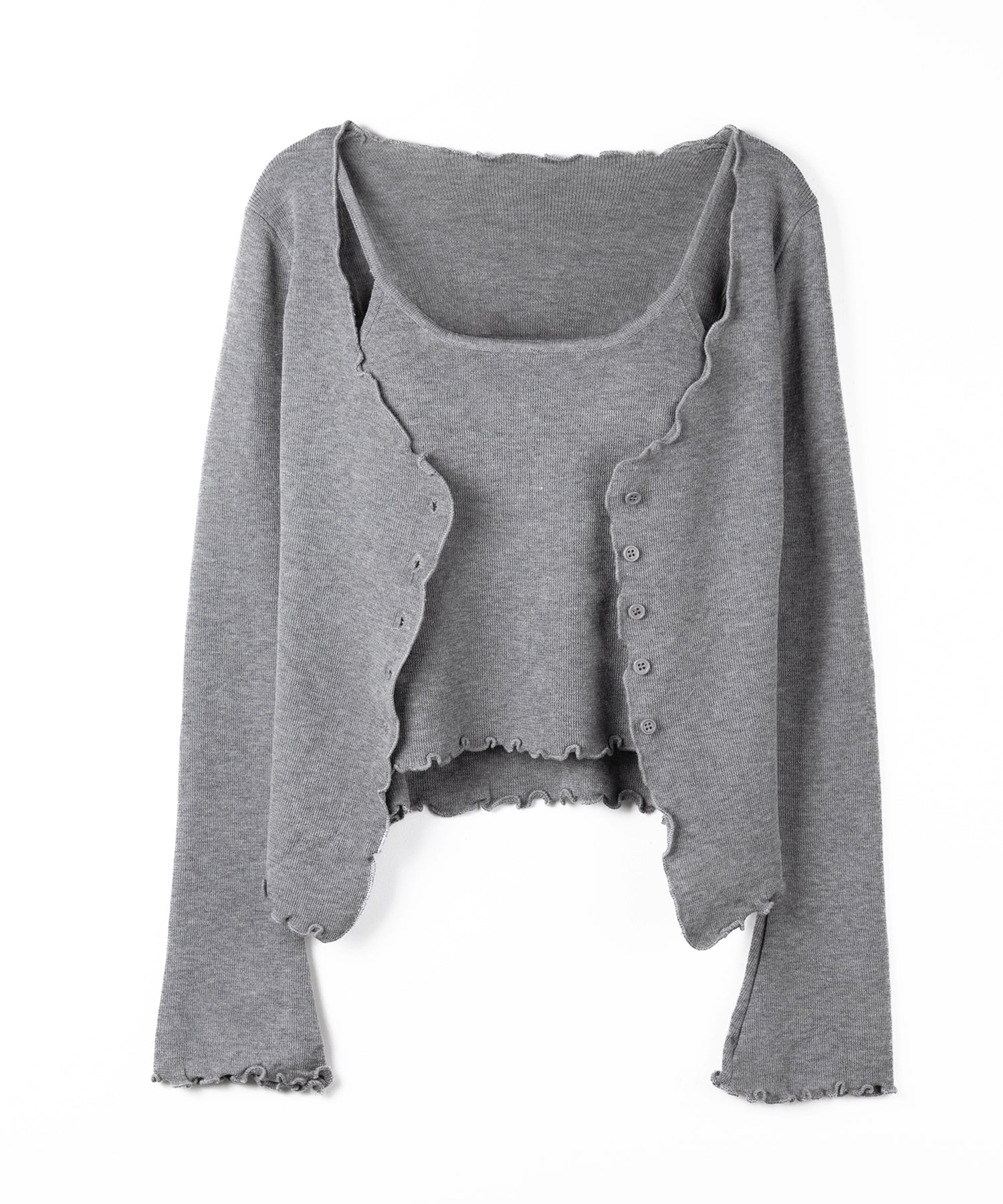 レイヤード風メロースリムニットカーディガン ／ layered mellow slim knit cardigan