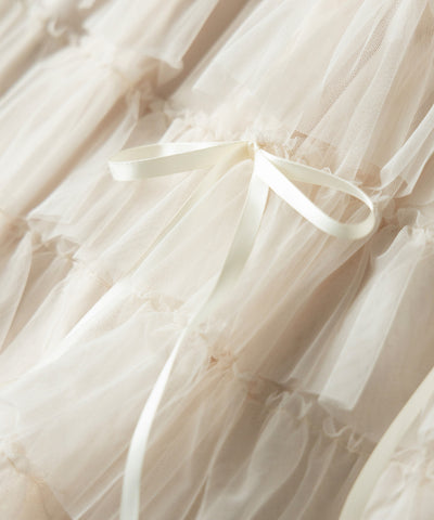 【 ４color 】ストラップリボンバレエコアチュールスカート ／strap ribbon ballet core tulle skirt