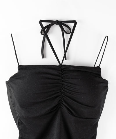 【 ２WAY 】クロスストラップリボンギャザースリムキャミソール ／ cross strap ribbon gather slim camisole