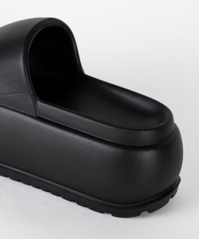 厚底ボリュームソールパフィースライドサンダル／platform volume sole puffy slide sandals