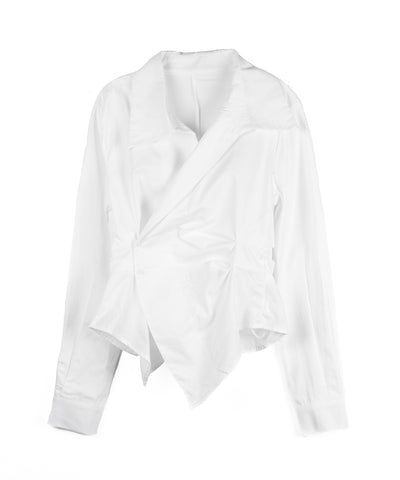 タックレイヤードアシンメトリーミディシャツ ／ tuck layered asymmetry midi shirts