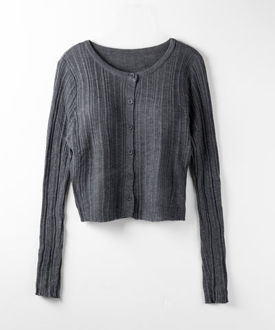 【 2点セット 】ツイストリブニットキャミソール ＋シアーリブショートカーディガン SET ／ twisted rib knit camisole + sheer rib short cardigan SET