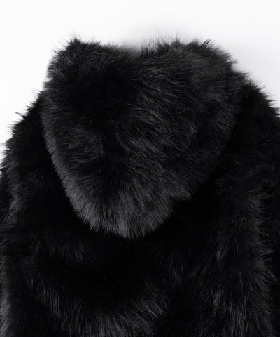 フェイクファーフーディミドルコート ／ fake fur hoodie middle coat