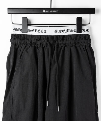 【 ２color ／ 裾絞り可能 】ウエストロゴナイロンライクワッシャーワイドパンツ ／ waist logo nylon-like washer wide pants
