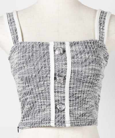 【 セットアップ】ツイードボタンショートビスチェ ＋ ミニスカート ＳＥＴ ／ 【 SETUP 】tweed button short buister ＋ mini skirt SET