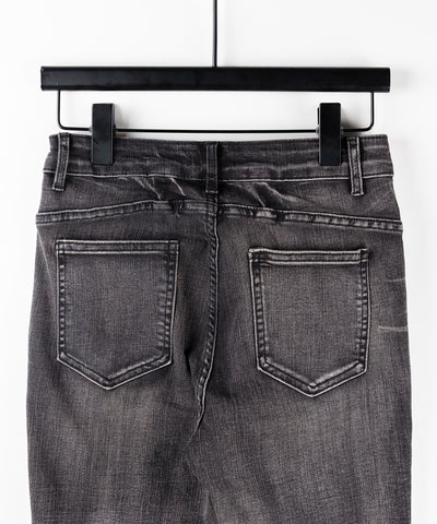 【 ２color ／ ４size 】クロスデザインヴィンテージライクフリンジストレッチフレアデニム ／ cross design vintage-like fringe stretch flare denim