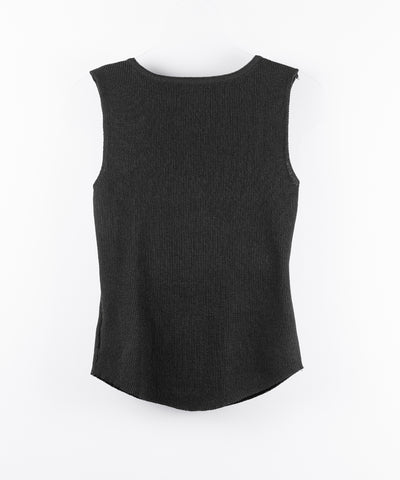 【 ２color 】スクエアネックレースニットタンクトップ ／square neck lace knit tank top