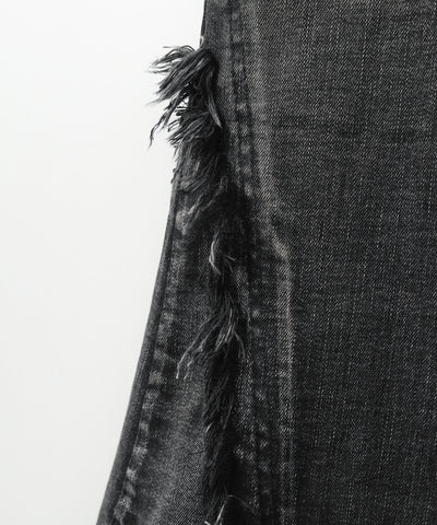 【 ２color ／ ４size 】ヴィンテージライクフリンジストレッチフレアデニム ／ Vintage-like fringe stretch flare denim