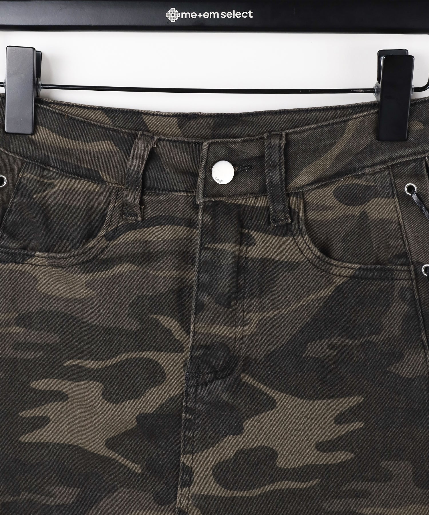 ヴィンテージカモフラレースアップデニムミニスカパン ／ vintage camouflage lace up denim mini skirt pants