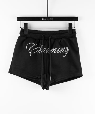 【 セットアップ 】レタリングロゴ刺繍ジップアップパーカー＆ショートパンツ ／ lettering logo embroidery zip-up hoodie ＆ short pants SETUP
