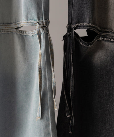 【 ４size ／ ２color 】カットアウトストラップヴィンテージルーズデニム ／ cutout strap vintage loose denim