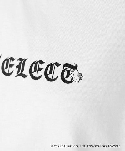 【 HELLO KITTY × me+em select 】ハローキティグランジロゴショートちびTシャツ ／ Hello Kitty grunge logo short chibi T-shirt 【 セットアップ着用可能 】