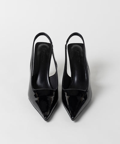 【 ２color 】ポインテッドトゥチャンキーヒールメタリックミュール ／ pointed toe chunky heel metallic mules