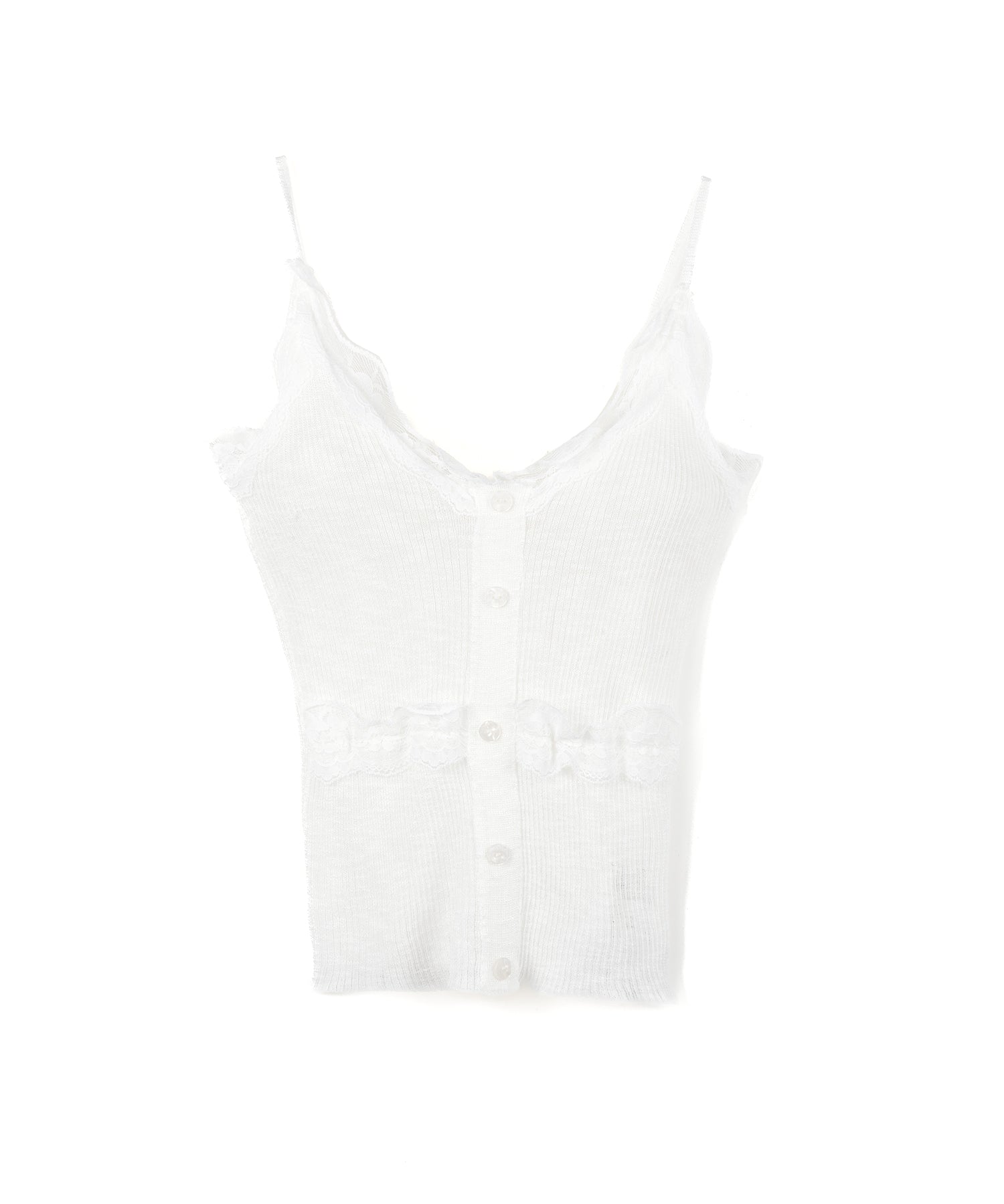 【 2点セット 】フロントレースシアーニットキャミソール ＋カーディガン SET / front lace sheer knit camisole + cardigan set