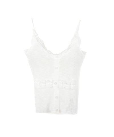 【 2点セット 】フロントレースシアーニットキャミソール ＋カーディガン SET / front lace sheer knit camisole + cardigan set