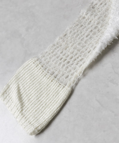 【 ２color 】異素材ドッキングスカシアミニットトップス ／ mixed material docking openwork knit tops