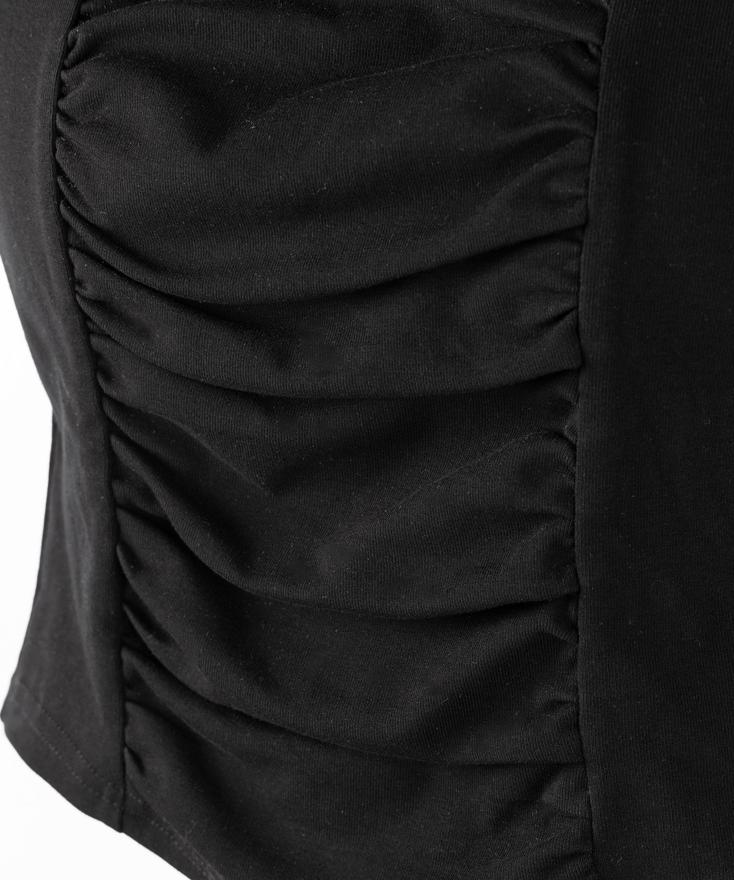 【 ２WAY 】チョーカーロングタイ付き スクエアネックギャザースリムＴシャツ ／ choker long tie SET square neck gather slim sleeve T-shirt
