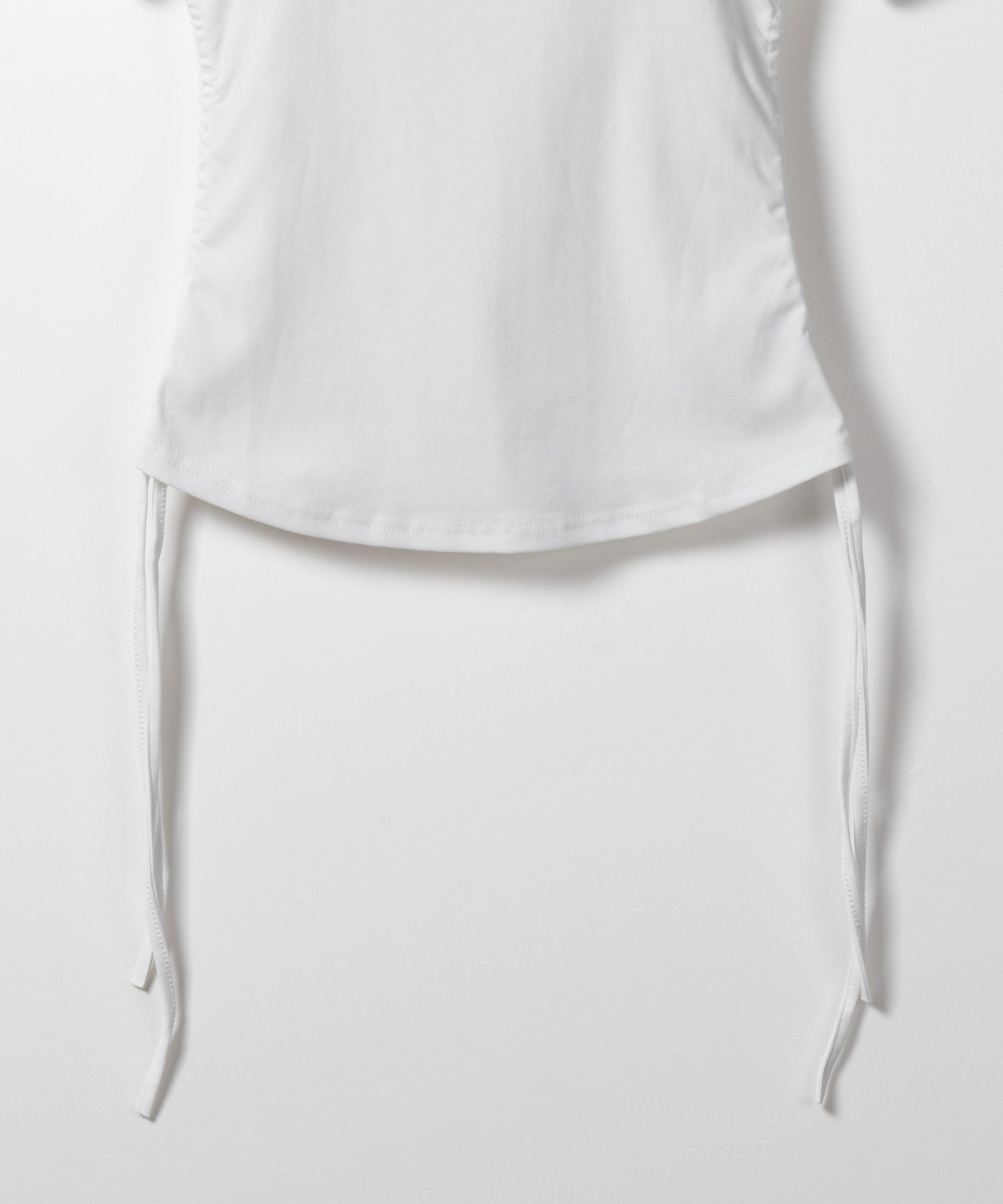 【 ２color 】サイドシャーリングリボン半袖ショートＴシャツ ／ side shirring ribbon short Tee